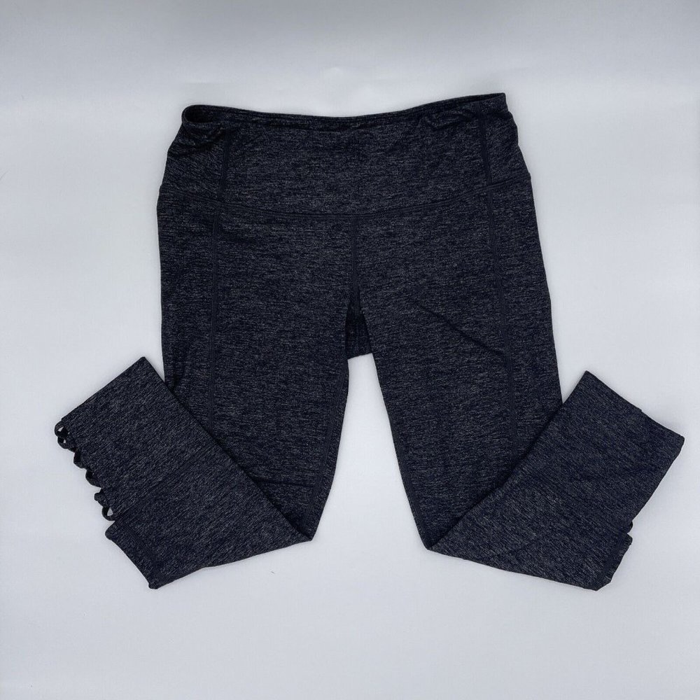 Athleta Lattice Cut Out Yoga Dye Criss Cross Capri Leggings Gray Size S